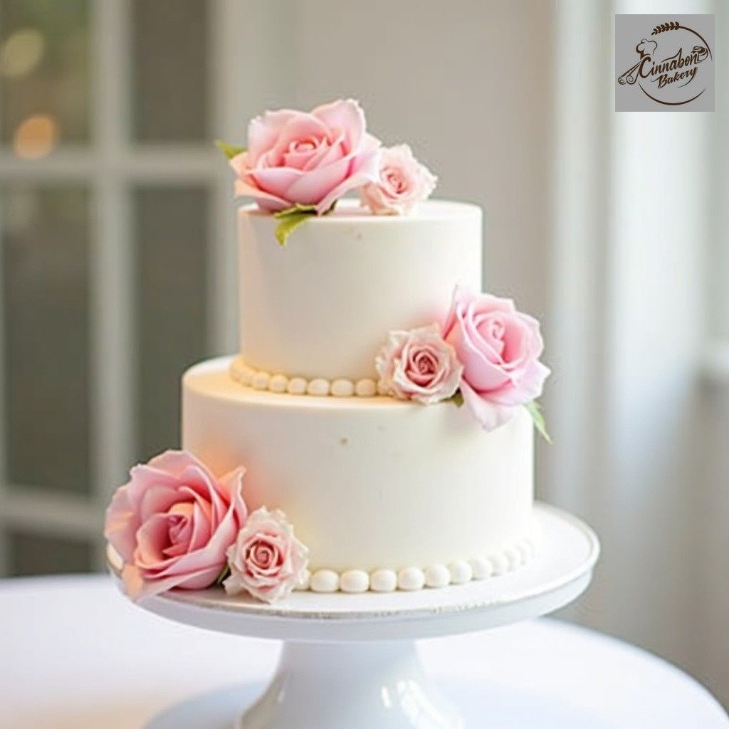 Pink & White Wedding/ Anniversary Cake.