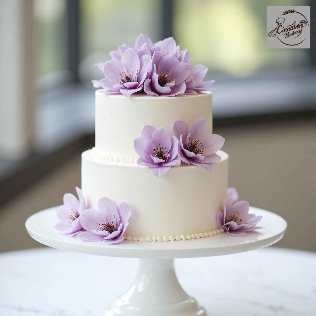 Purple Blossom Wedding Cake