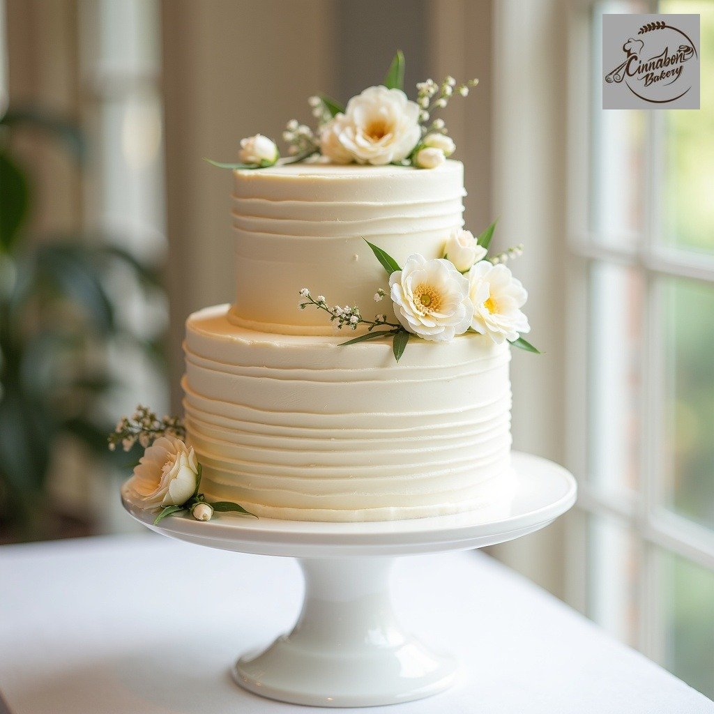Two Tier Flower Blossom Wedding Cake